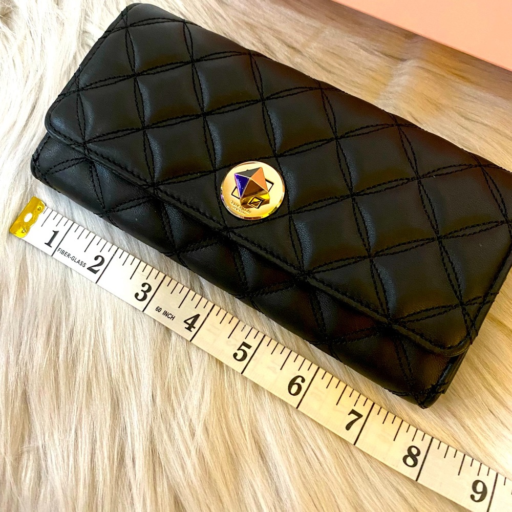 Kate Spade Black Smooth Quilted Large Turn Lock Wallet - Picture 8 of 11